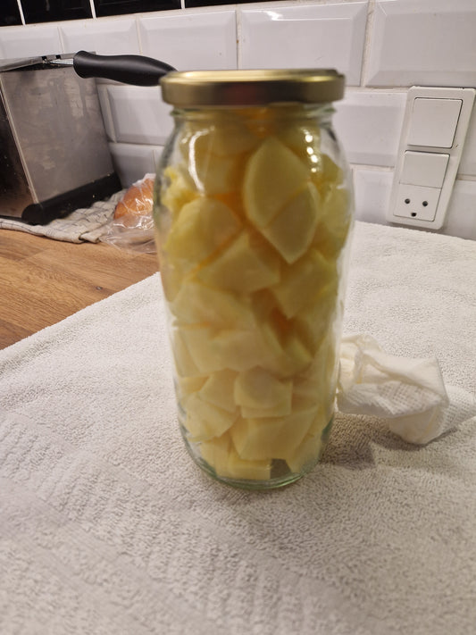 Trykhenkogning af kartofler (raw pack)